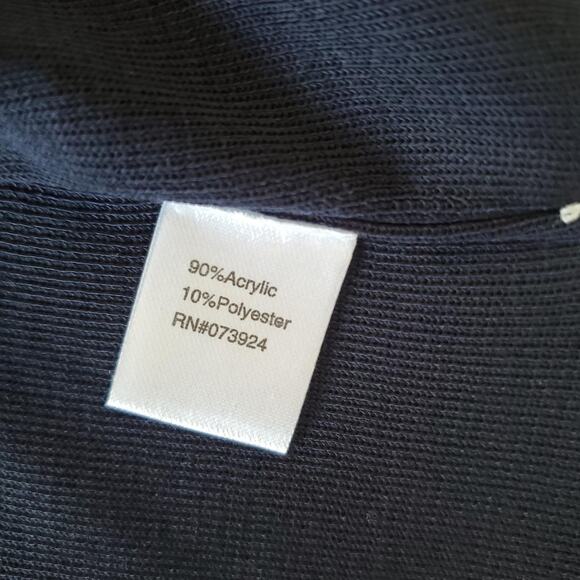 Ming Wang Cardigan Womens XL Navy White Trim Open Front 3/4 Sleeve Reimagined - Picture 6 of 8